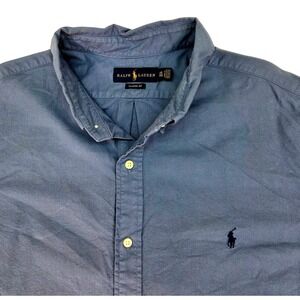 Polo Ralph Lauren Oxford Shirt Men XXL Blue Grey Classic Fit Long Sleeve Classic